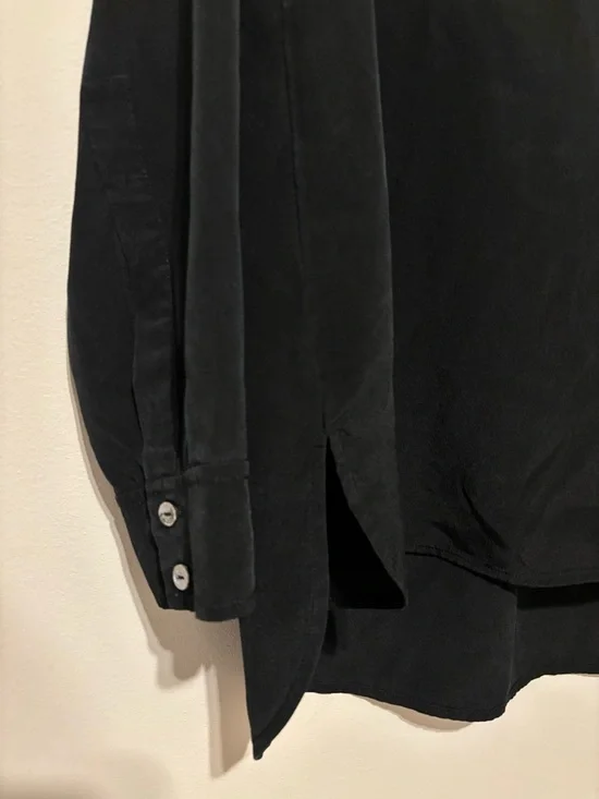 Vince Black Deep V Long Sleeve Tunic 100% Silk Size 10 - Picture 4 of 8